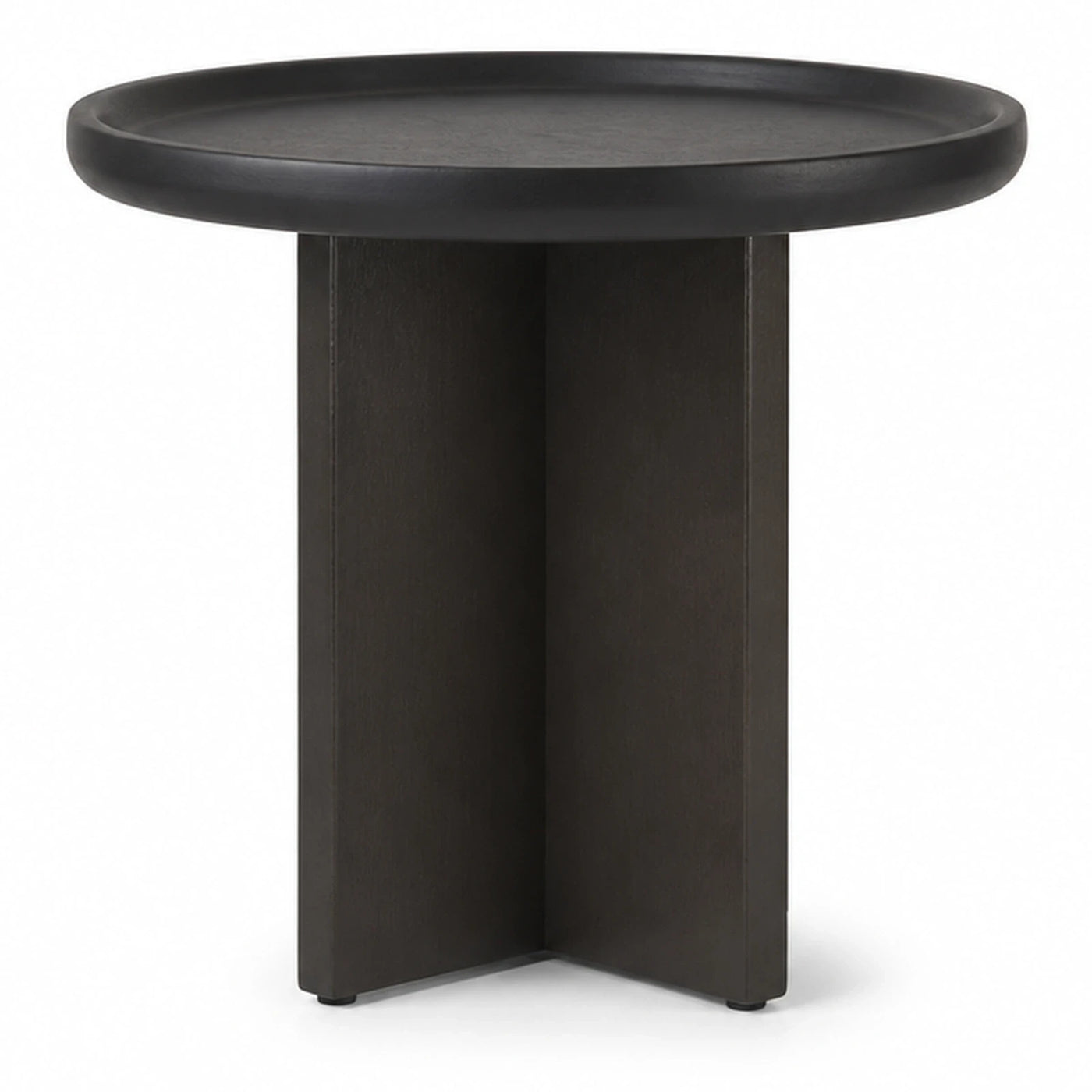 Black Round Side Table with Pedestal Base