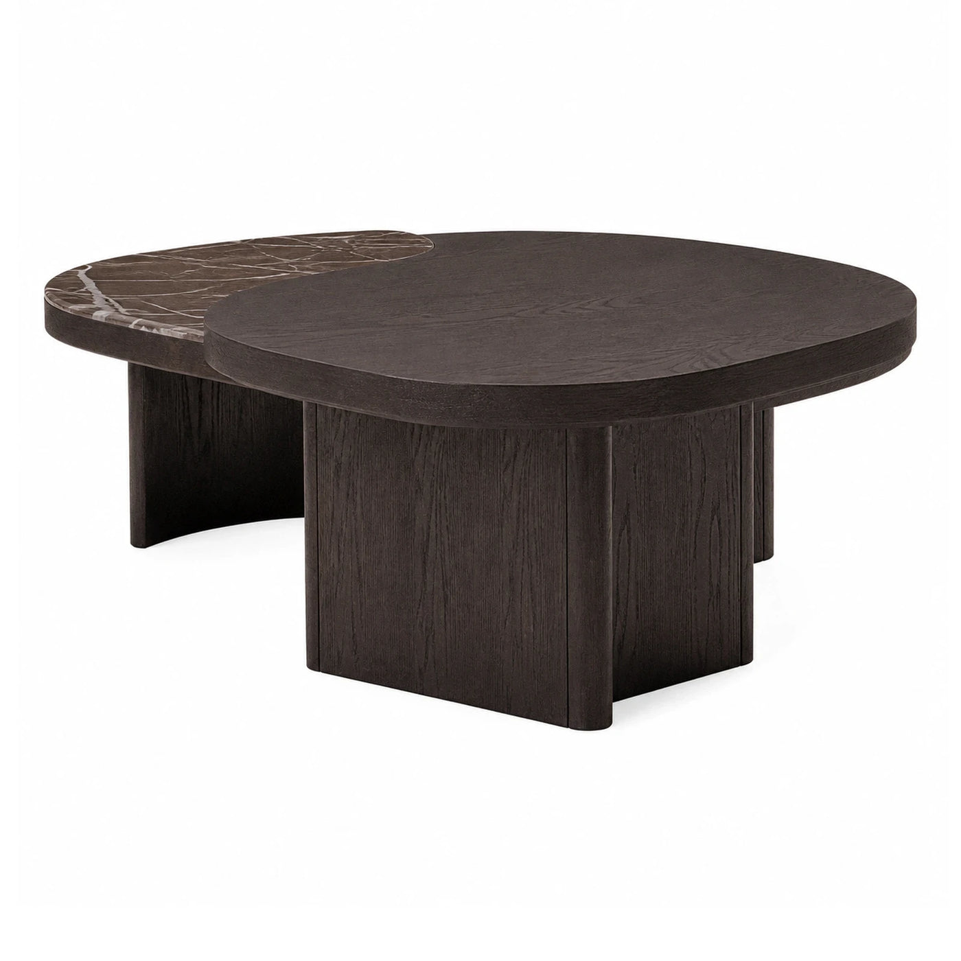 Dark Wood Coffee Table with Marble Inset