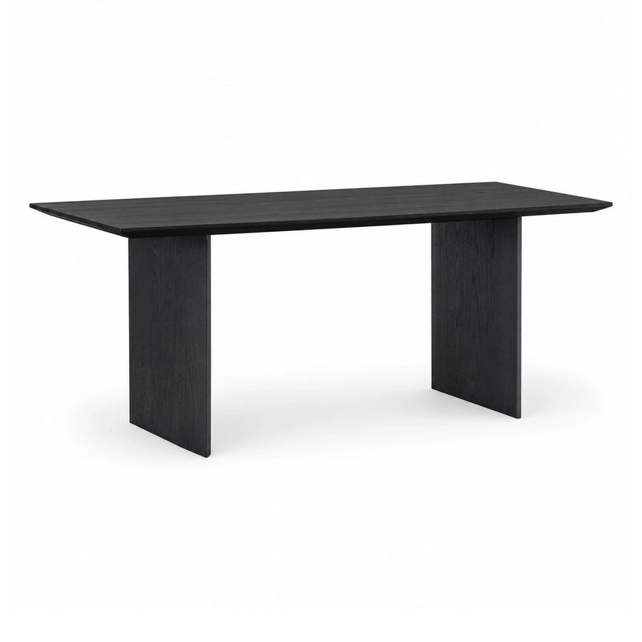 Black Wood Rectangular Dining Table with Panel Legs