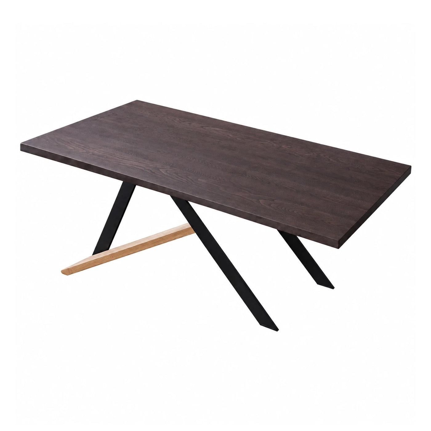 Dark Wood Dining Table with Black Metal Legs
