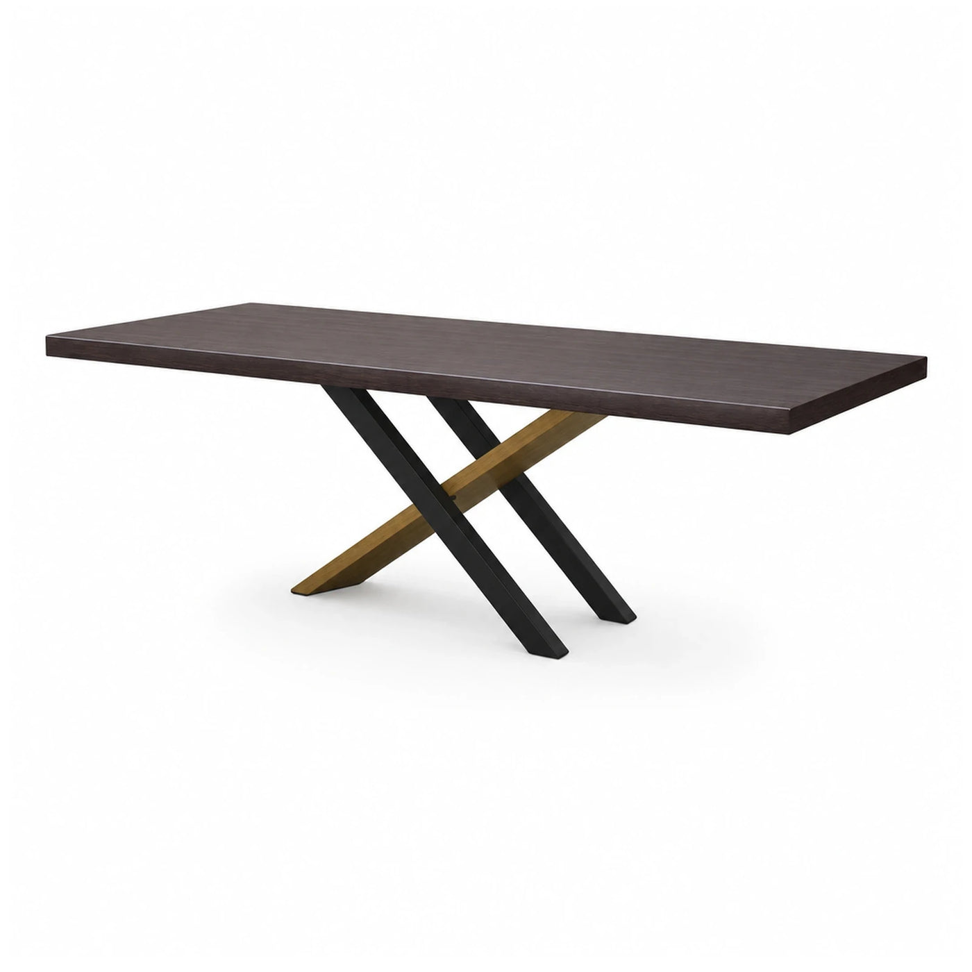 Dark Wood Dining Table with X-Base