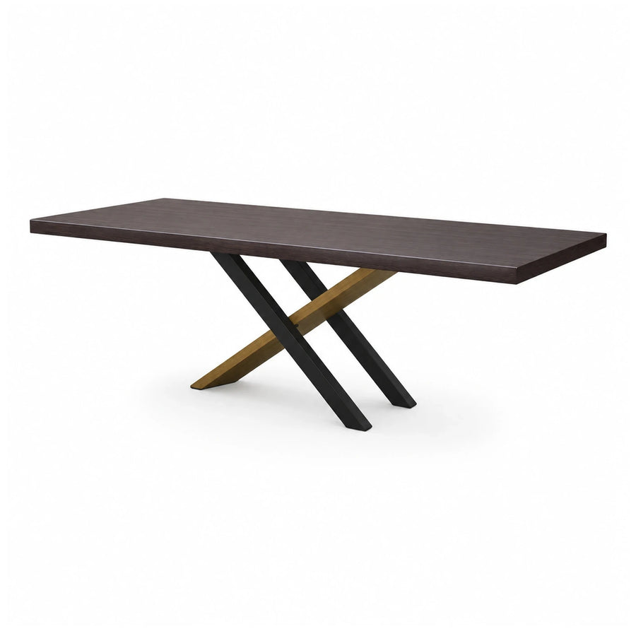 Dark Wood Dining Table with X-Base