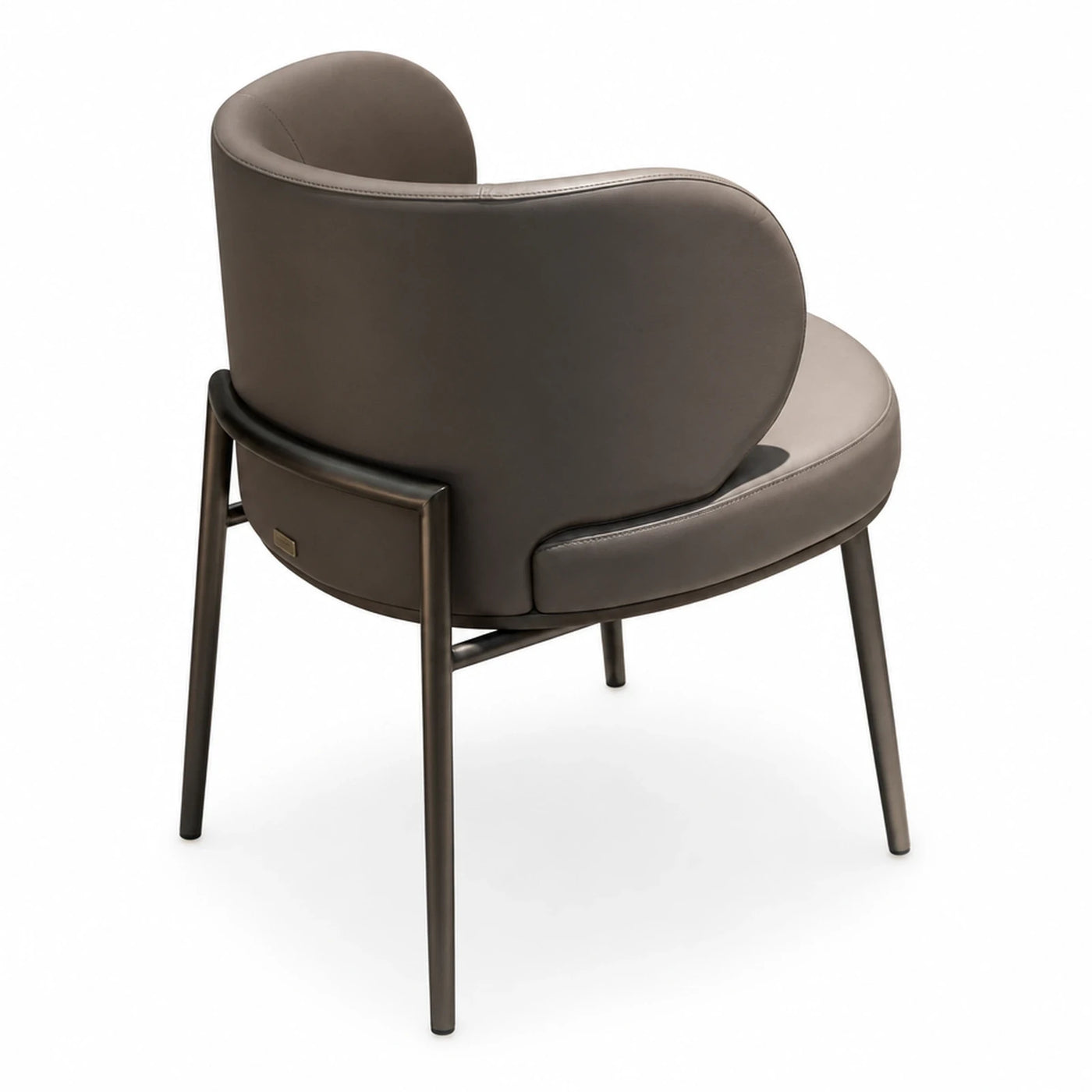 Modern Grey Leather Armchair with Metal Frame