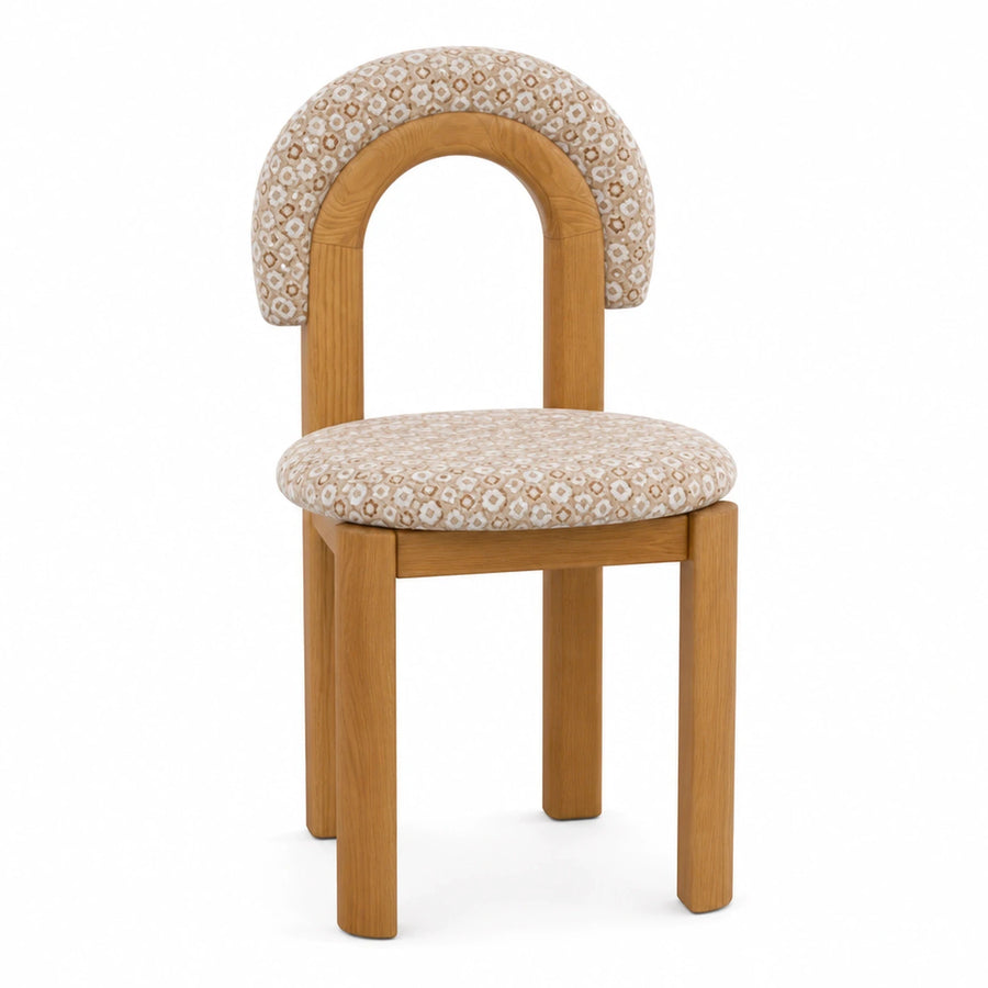 Upholstered Wooden Dining Chair with Arched Backrest