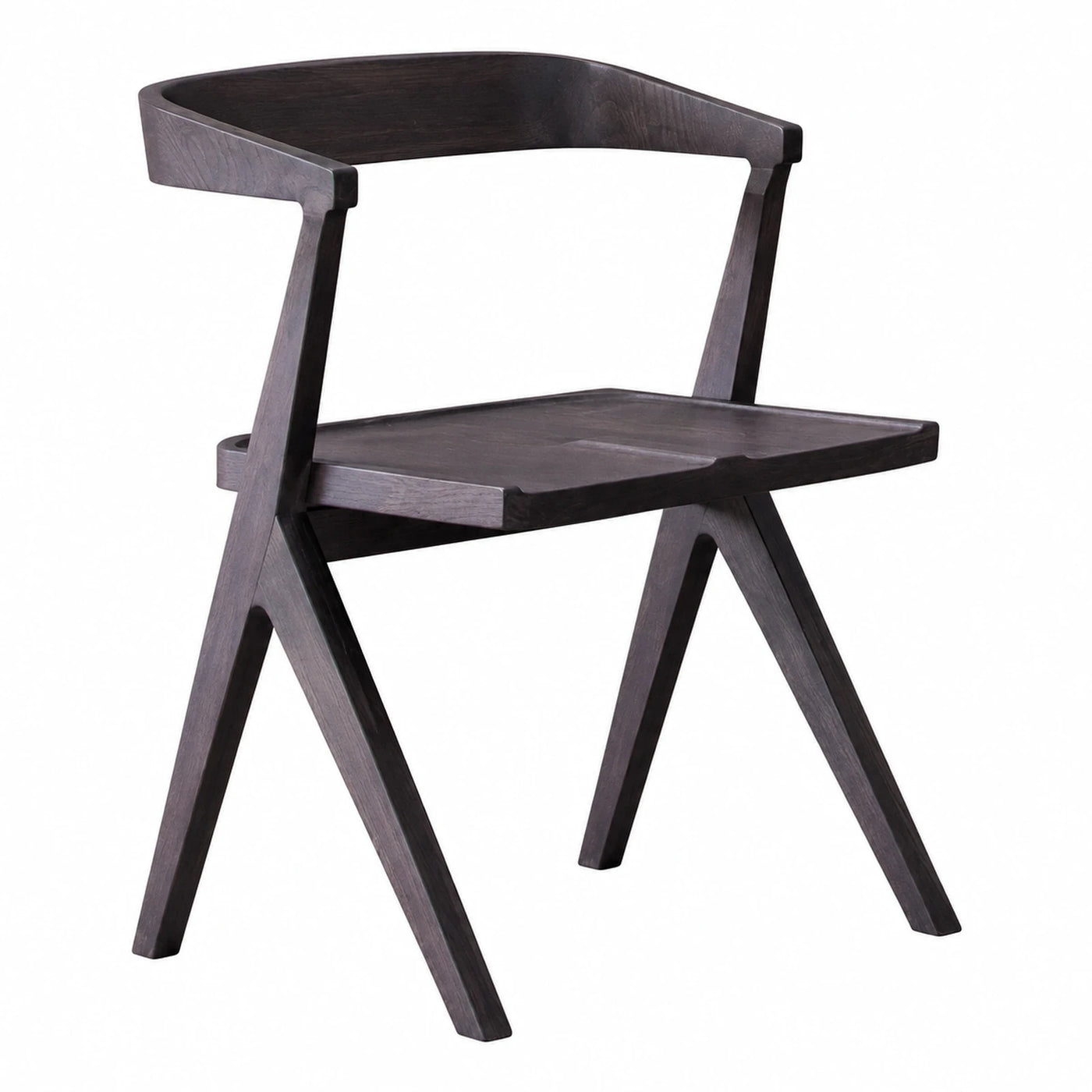Dark Wood Armchair with Curved Backrest