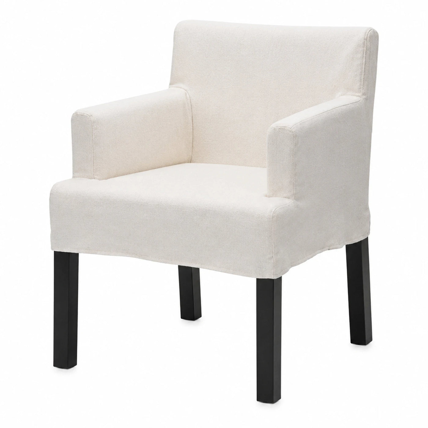 Cream Fabric Armchair with Black Wooden Legs