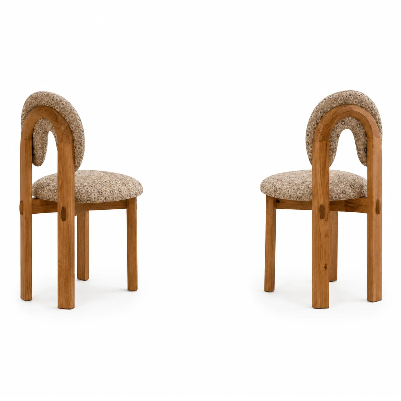 Wooden Dining Chair with Patterned Fabric Seat