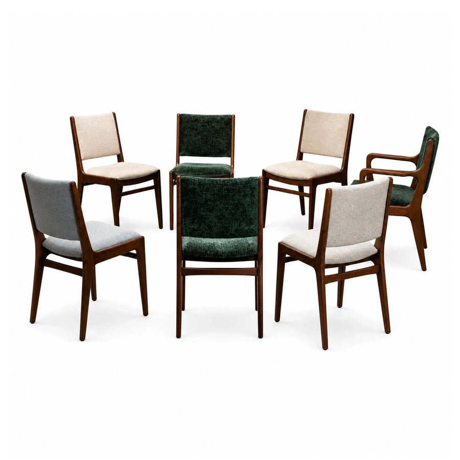 Mid-Century Modern Dining Chairs with Upholstered Seats
