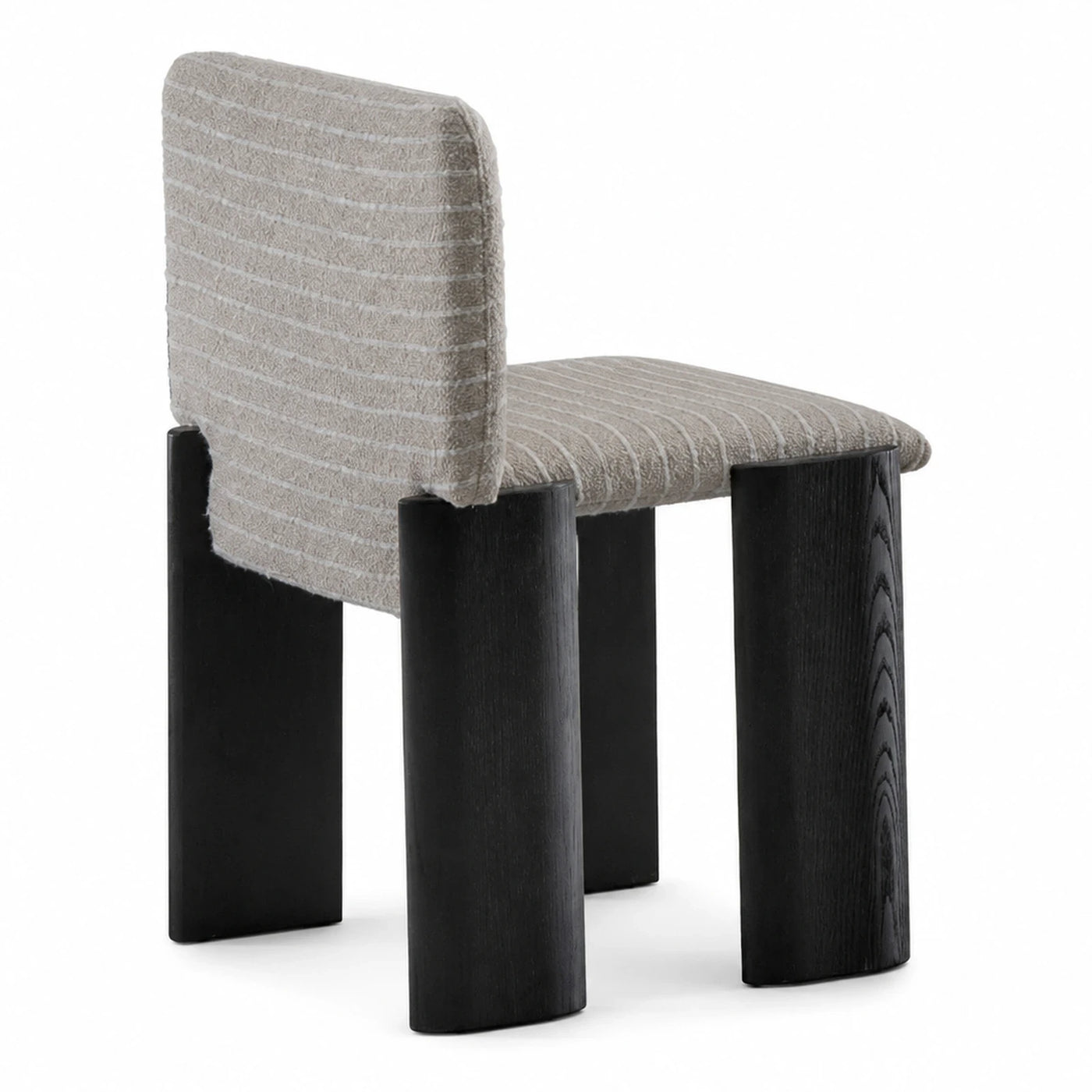 Black Wood Base Boucle Upholstered Dining Chair