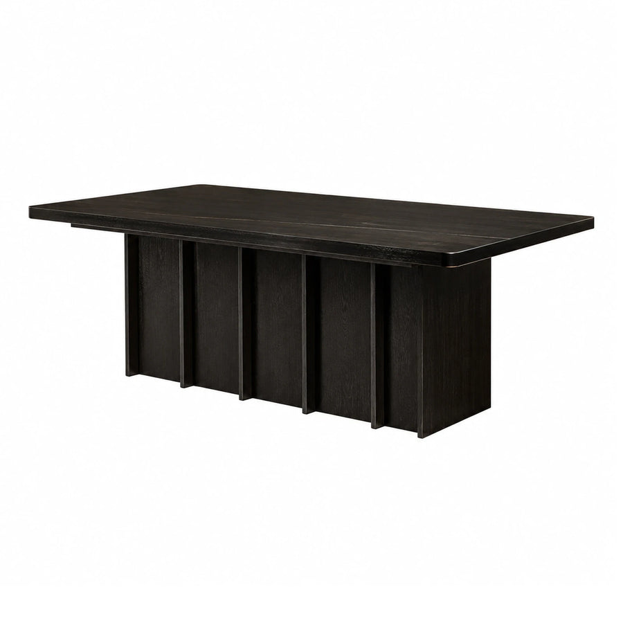 Black Wood Dining Table with Fluted Base