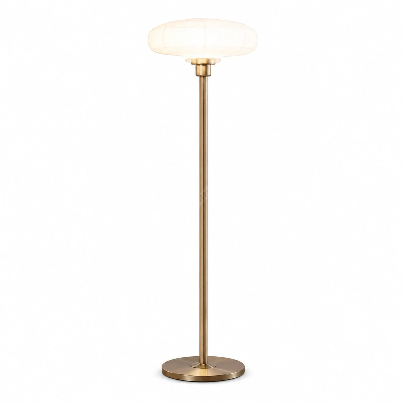 Brass Floor Lamp with Frosted Glass Shade