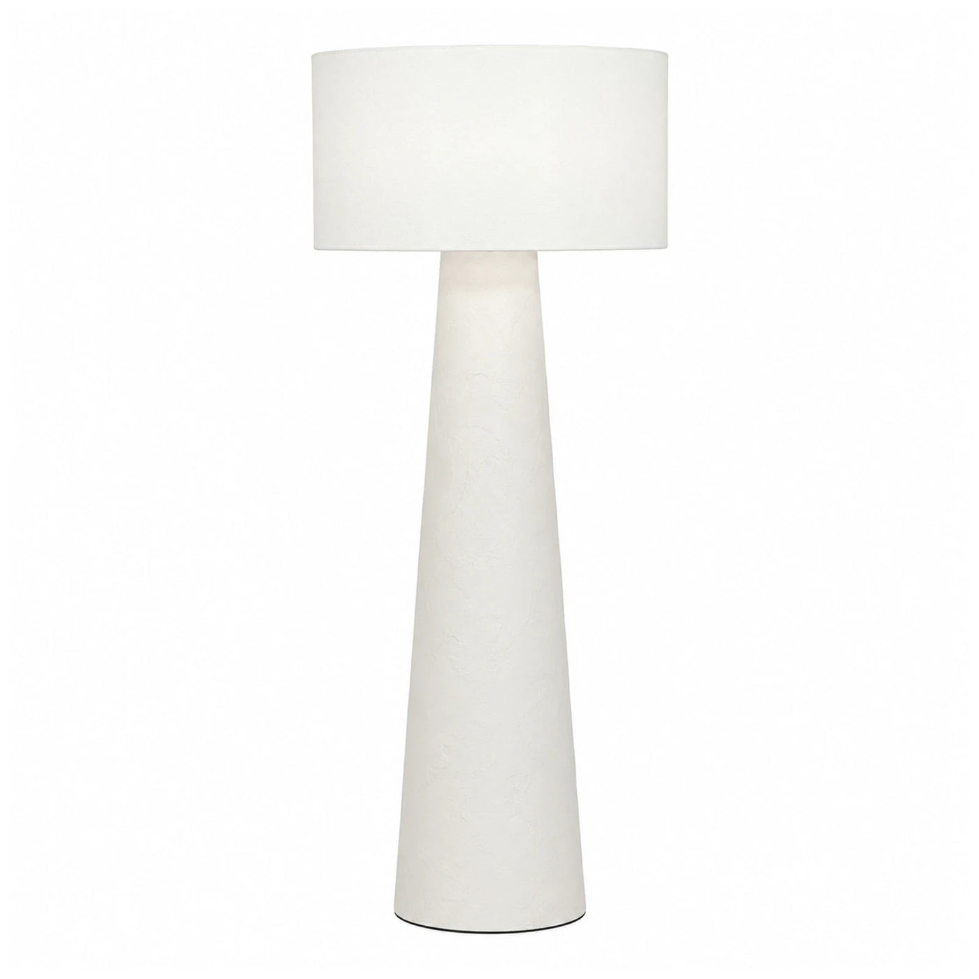 White Textured Conical Floor Lamp with Drum Shade