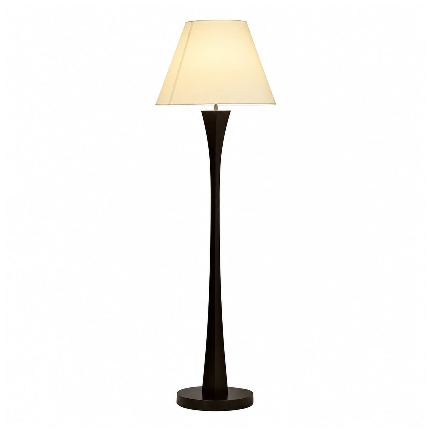 Dark Wood Floor Lamp with Cream Shade