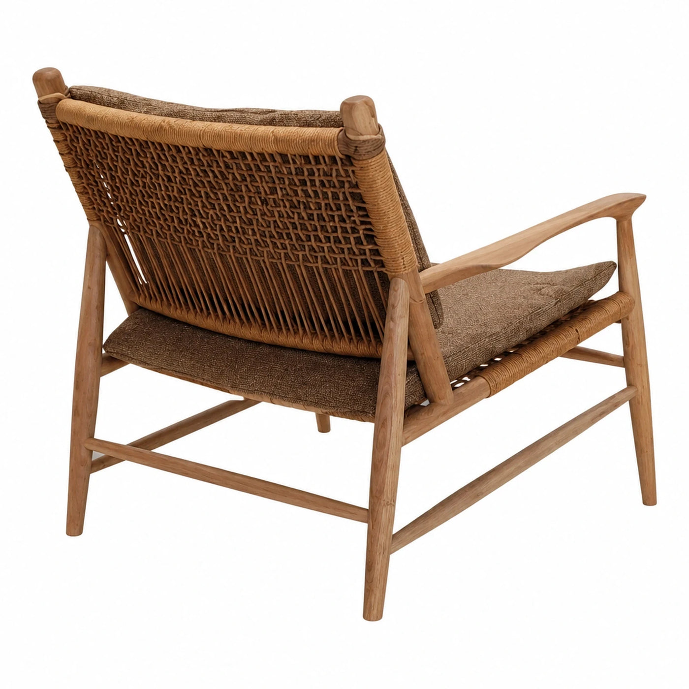 Wooden Frame Rattan Weave Lounge Chair with Cushion