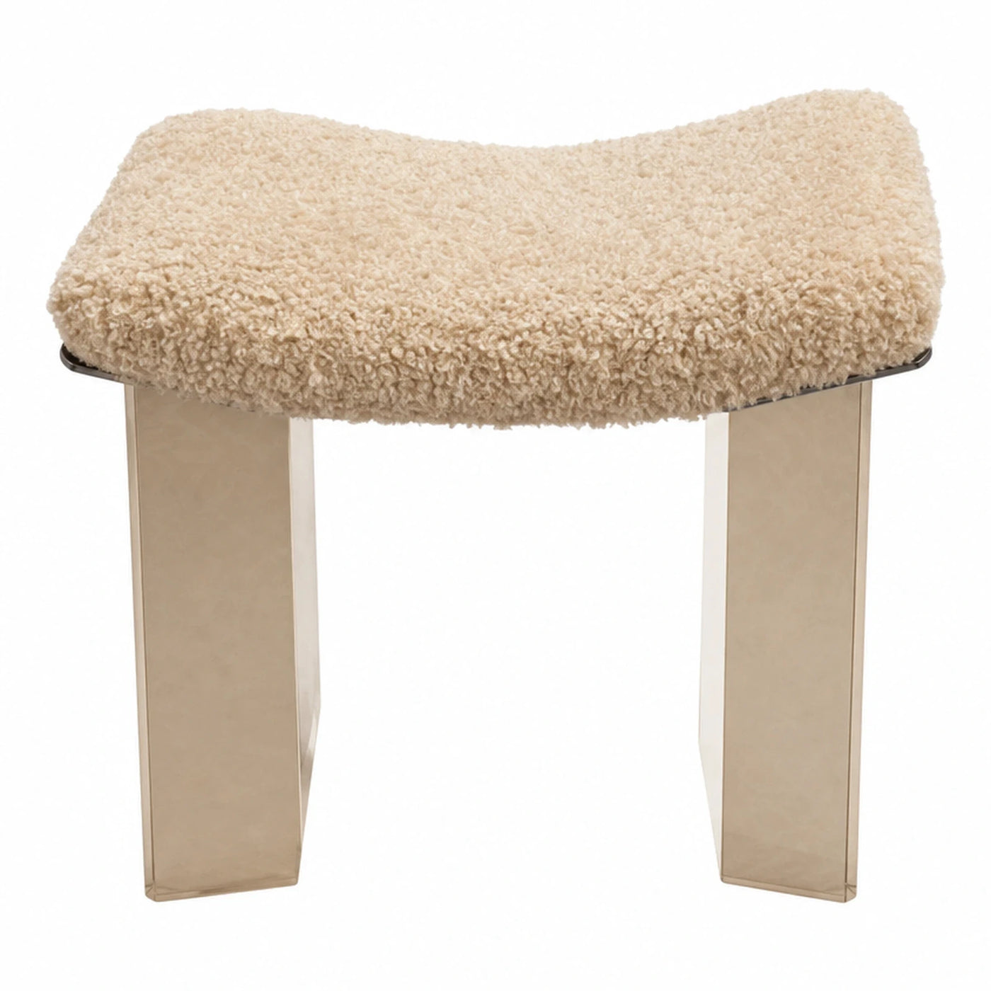 Cream Boucle Upholstered Bench with Gold Metal Legs