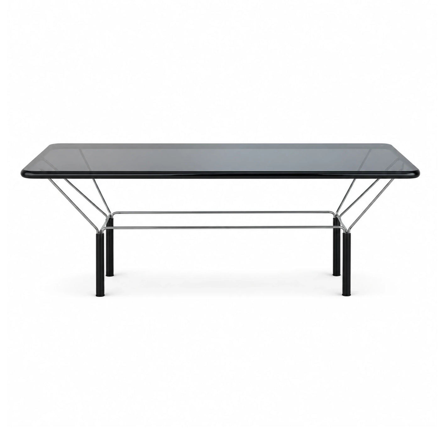 Modern Black Glass Coffee Table with Chrome Legs