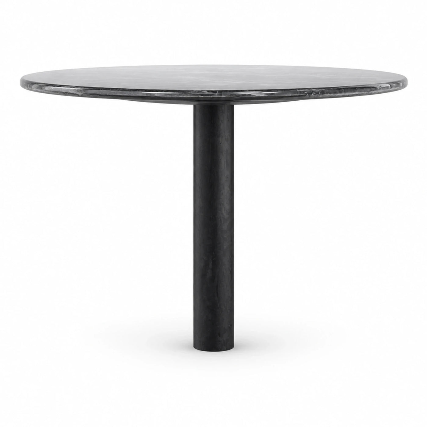 Round Marble Top Dining Table with Black Pedestal Base