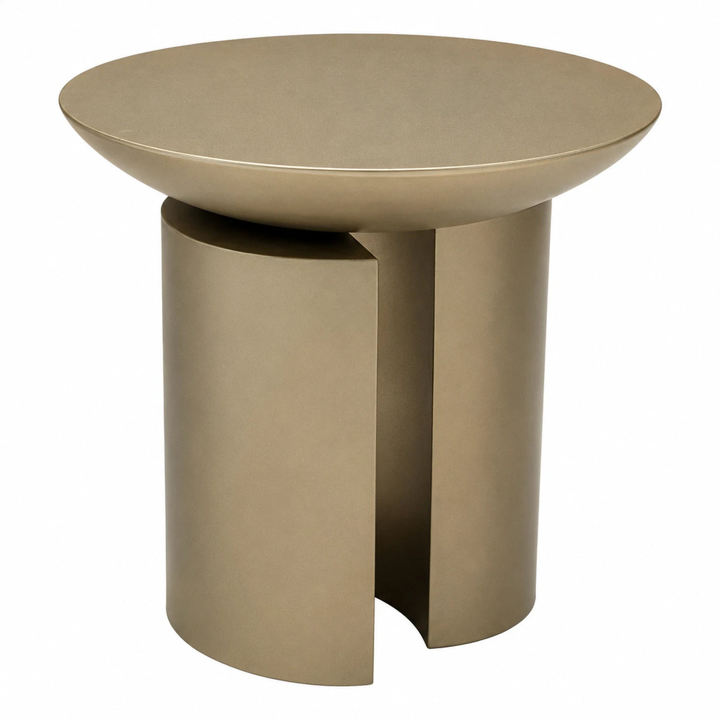 Round Metal Side Table with Cylindrical Base