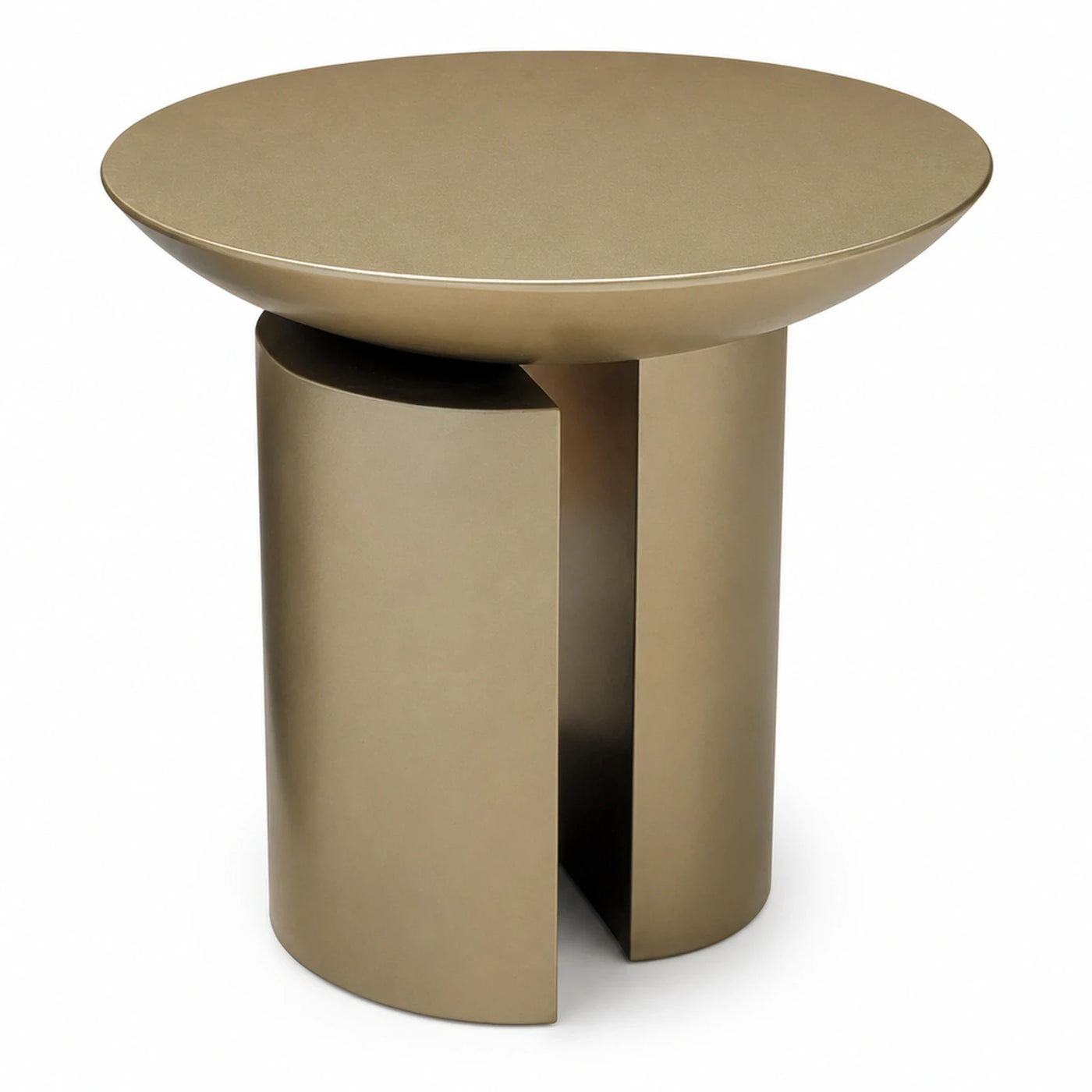 Gold Metal Round Side Table with Split Cylinder Base