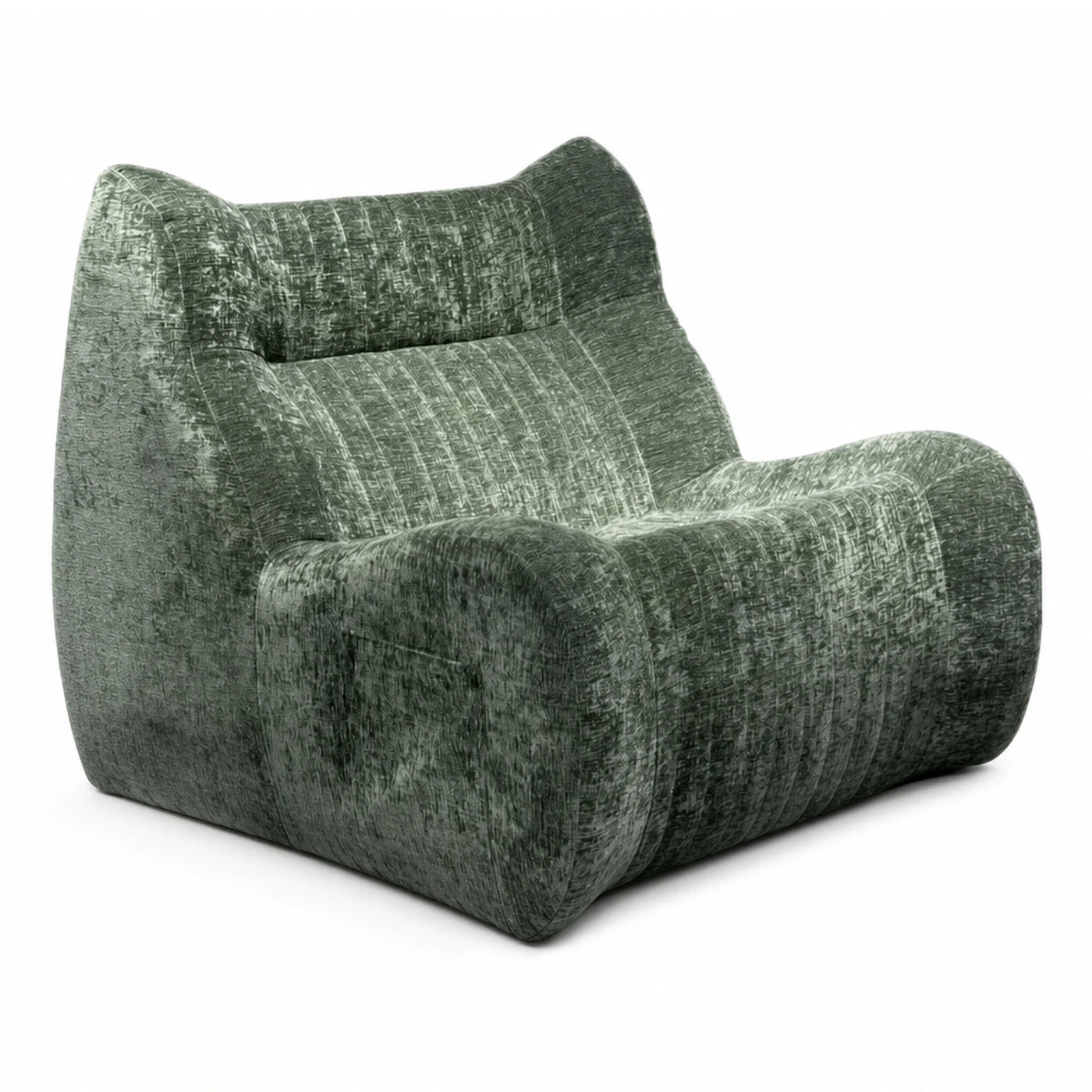 Green Velvet Lounge Chair with High Back