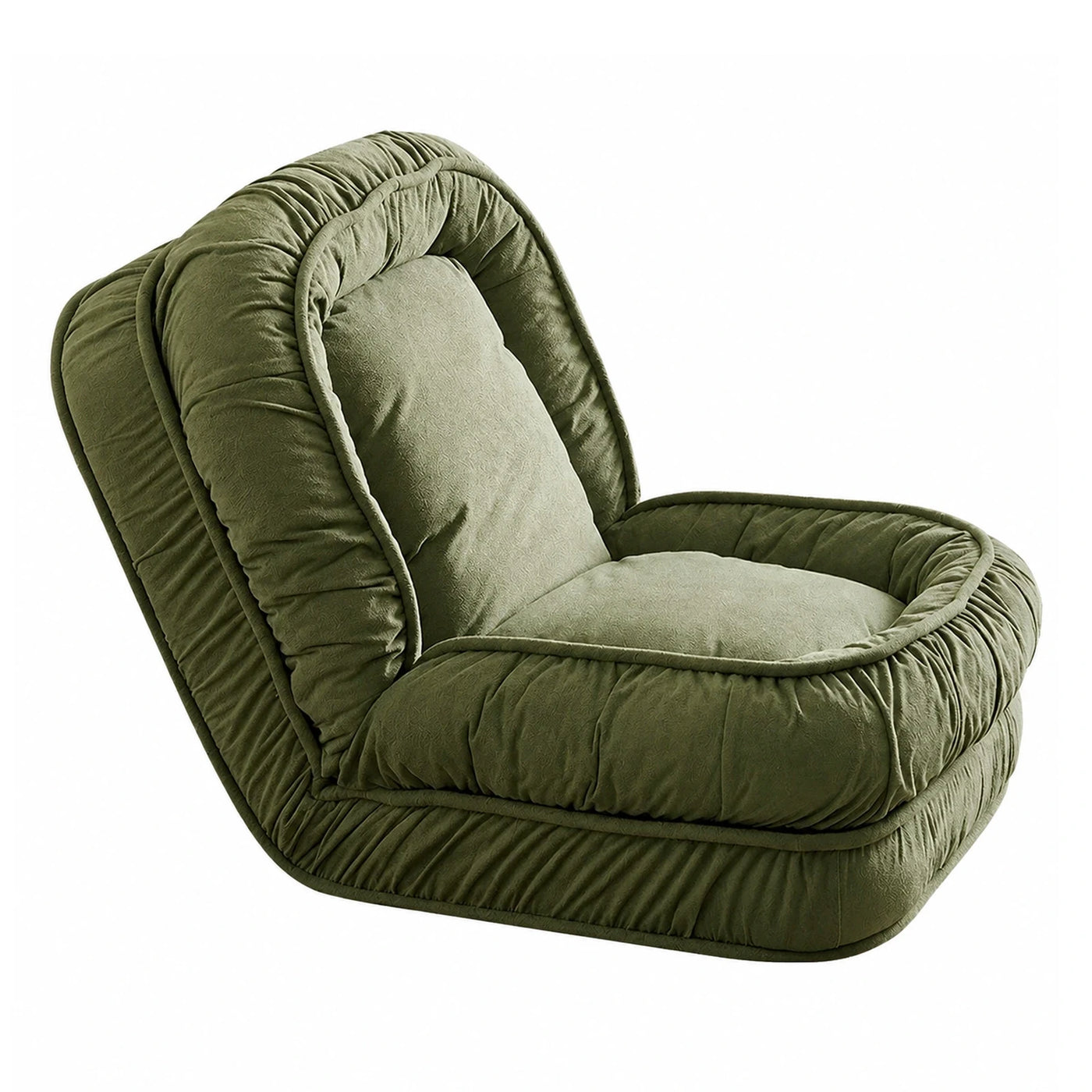 Green Velvet Ruched Lounge Chair