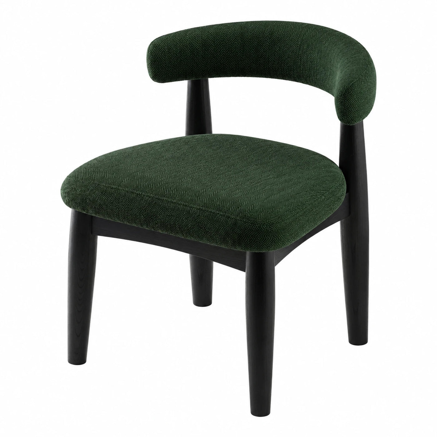 Green Fabric Dining Chair with Curved Backrest