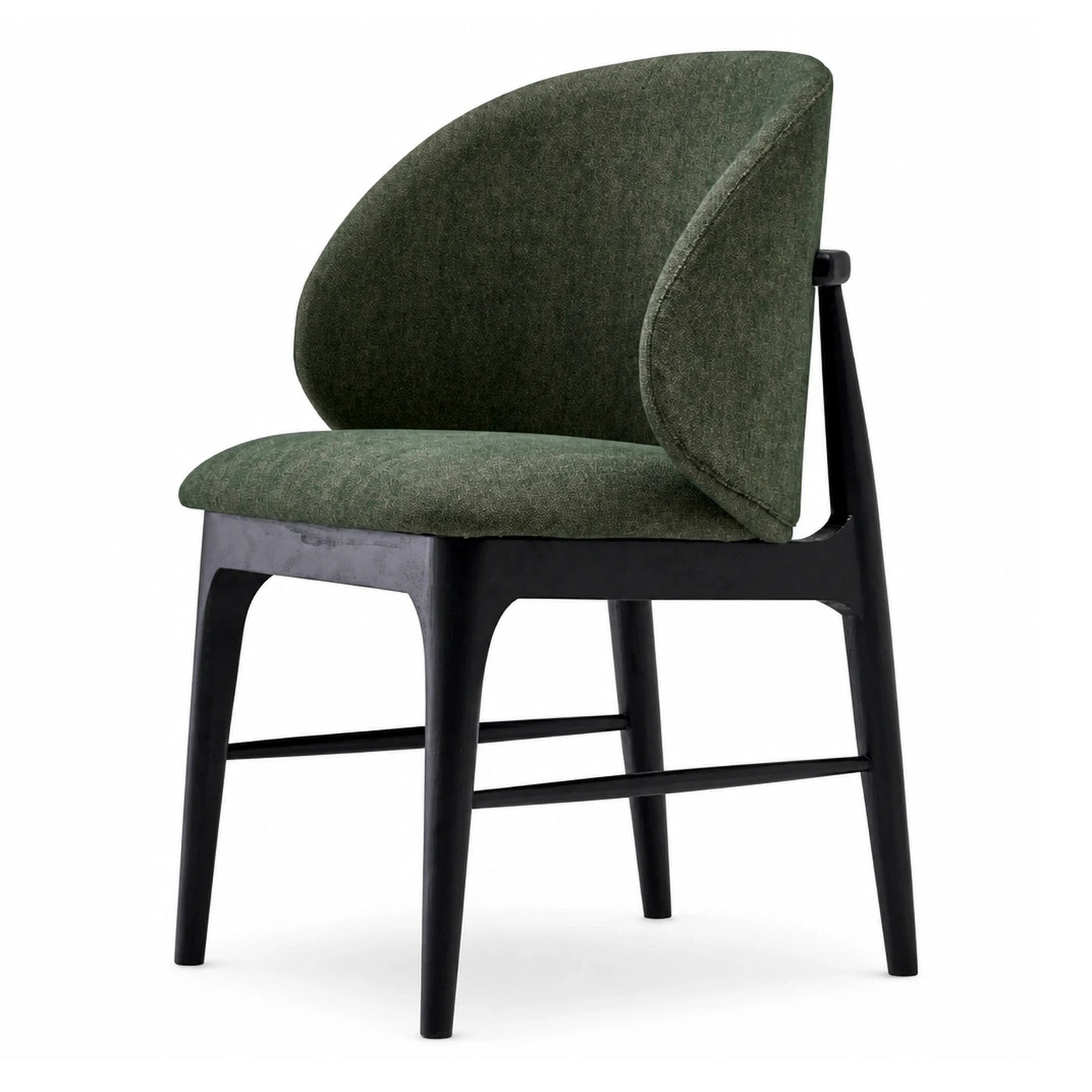 Green Upholstered Dining Chair with Black Wood Frame