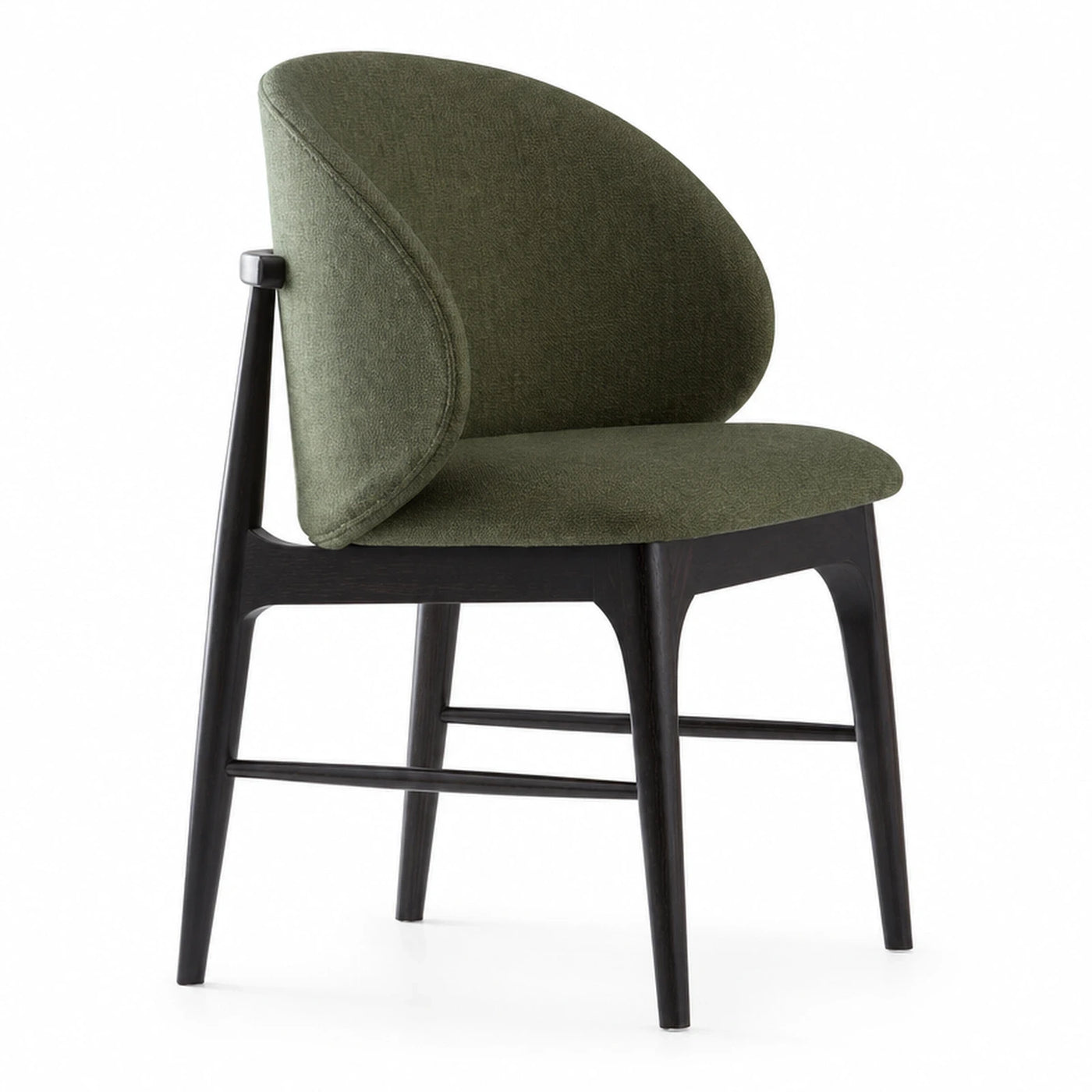 Green Fabric Lounge Chair with Dark Wood Frame