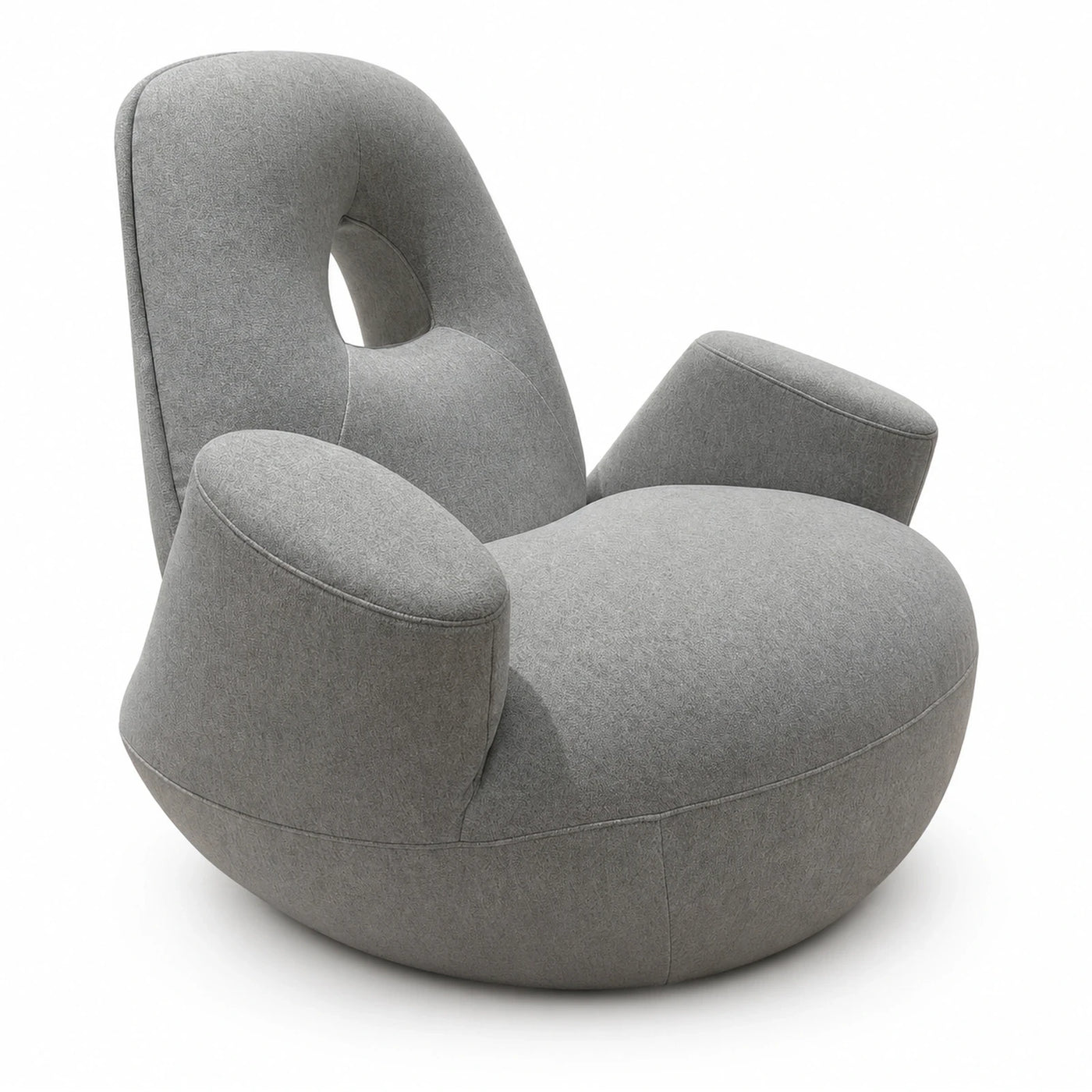 Grey Fabric Lounge Chair with Unique Cutout Backrest