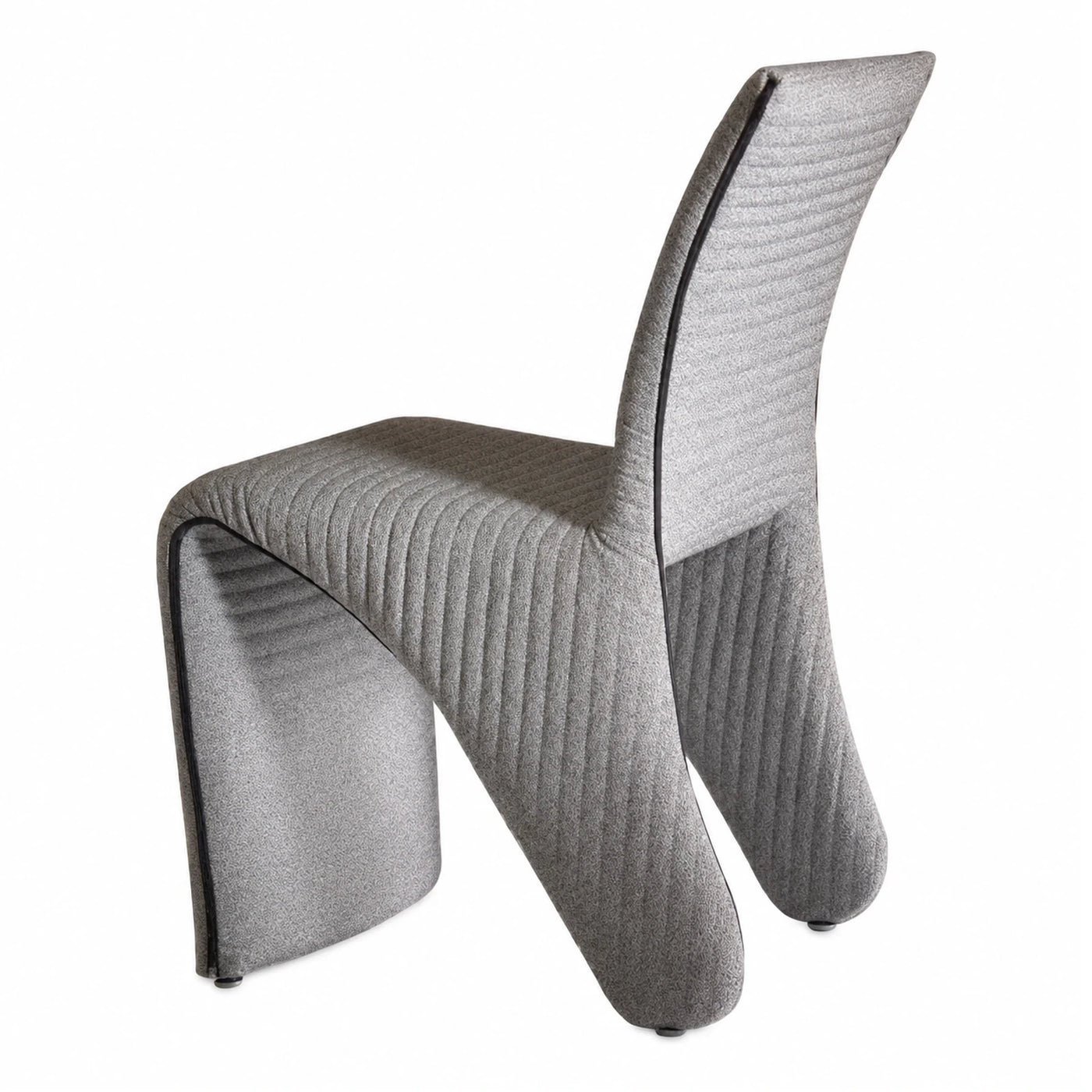 Grey Ribbed Fabric Sculptural Dining Chair