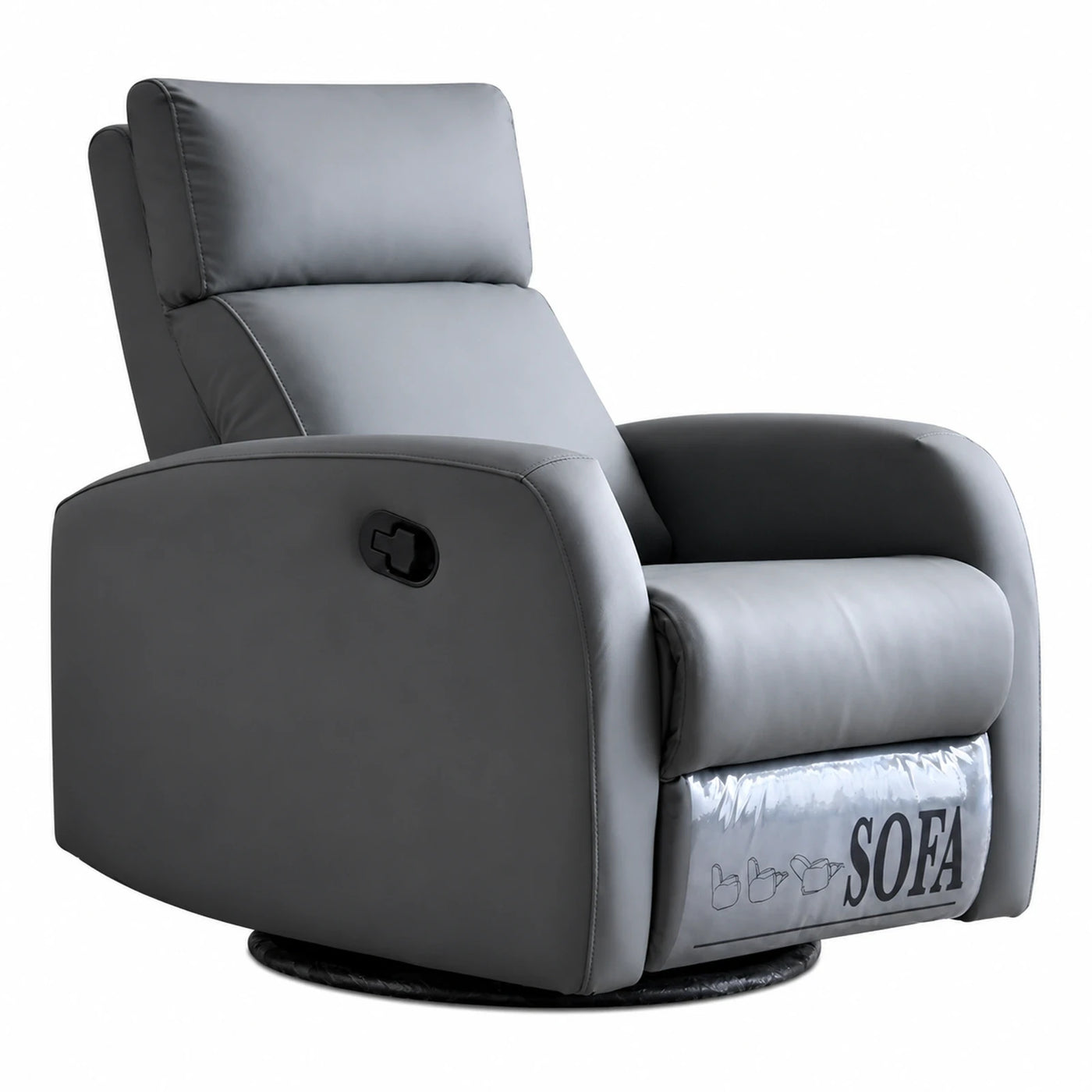Grey Leather Swivel Recliner Armchair