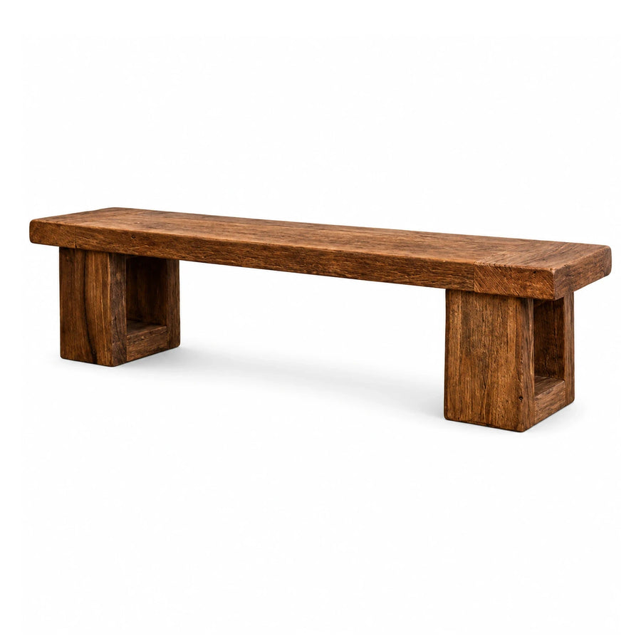 Solid Wood Bench with Block Legs