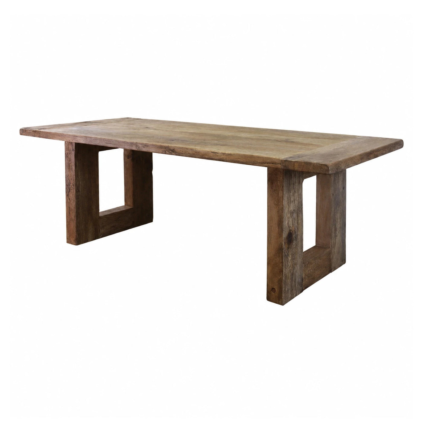 Rustic Solid Wood Dining Table with Trestle Base