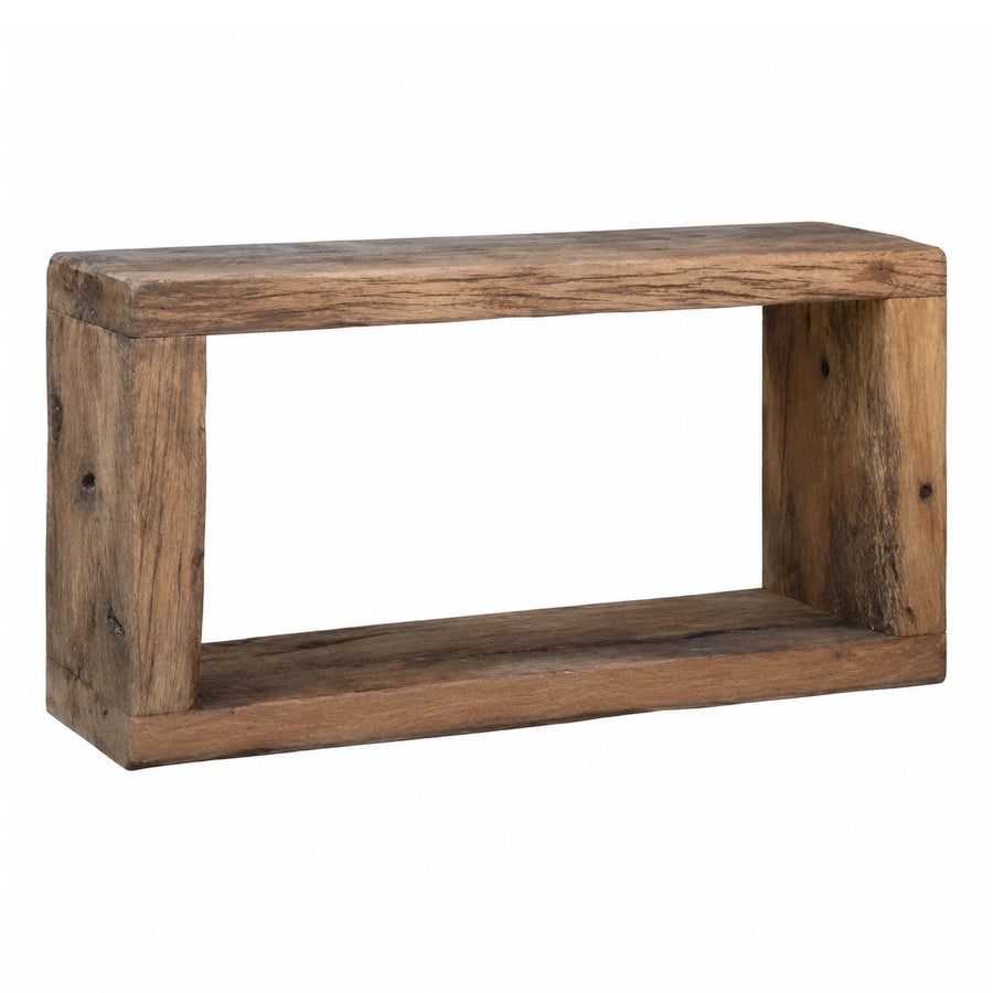 Rustic Solid Wood Console Table with Open Shelf