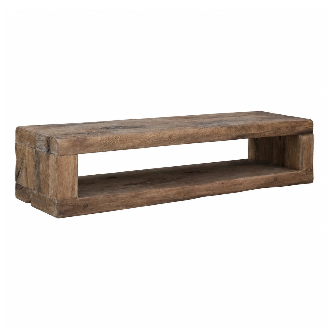 Rustic Solid Wood TV Stand with Open Shelf