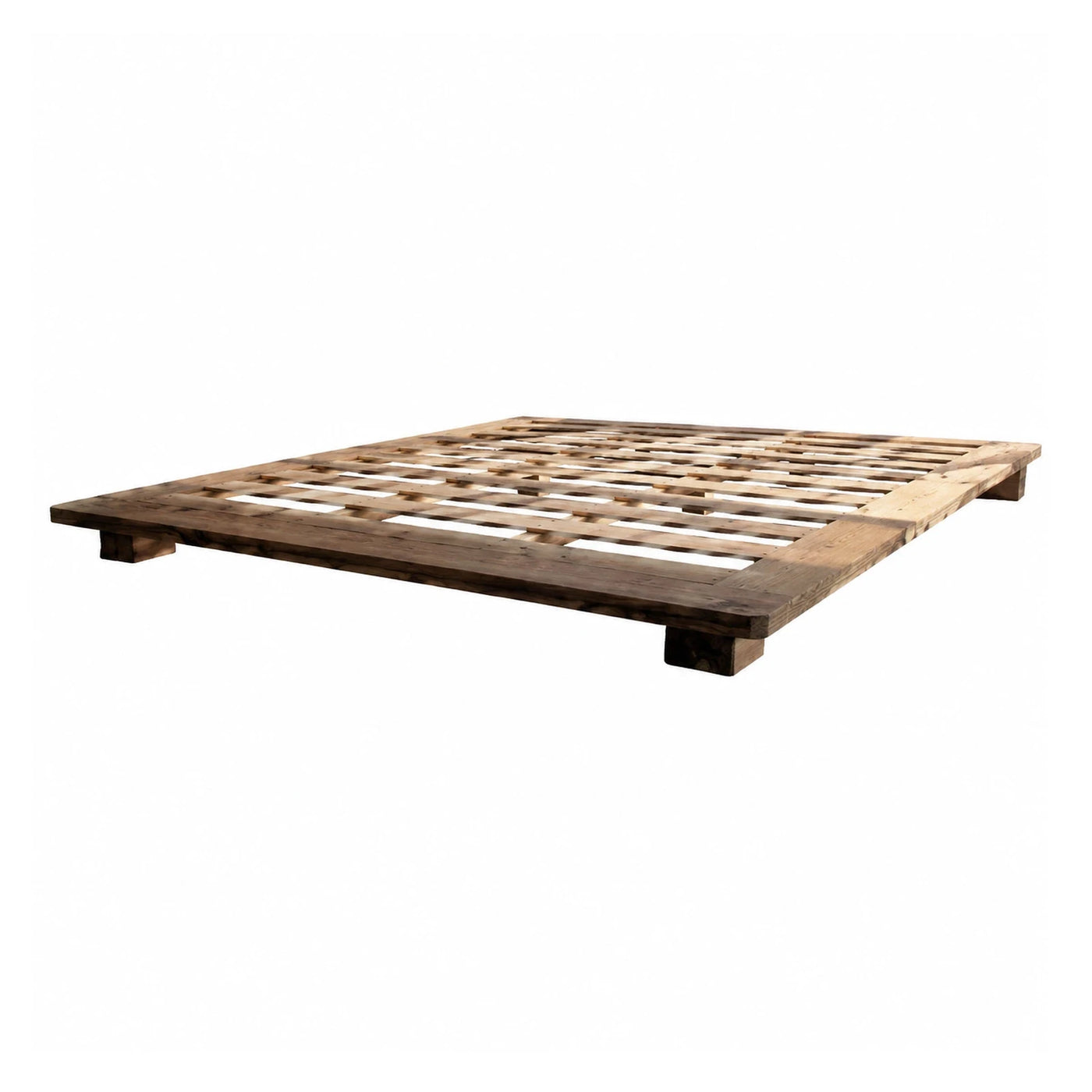 Rustic Wooden Platform Bed Frame