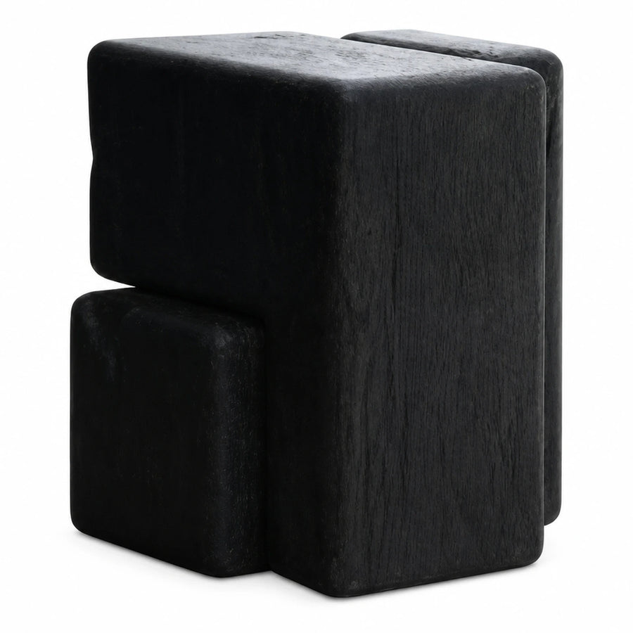 Black Modular Cube Ottoman Stool