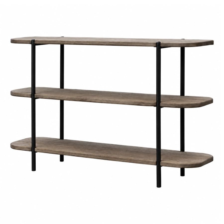 Three-Tier Wood and Metal Console Table