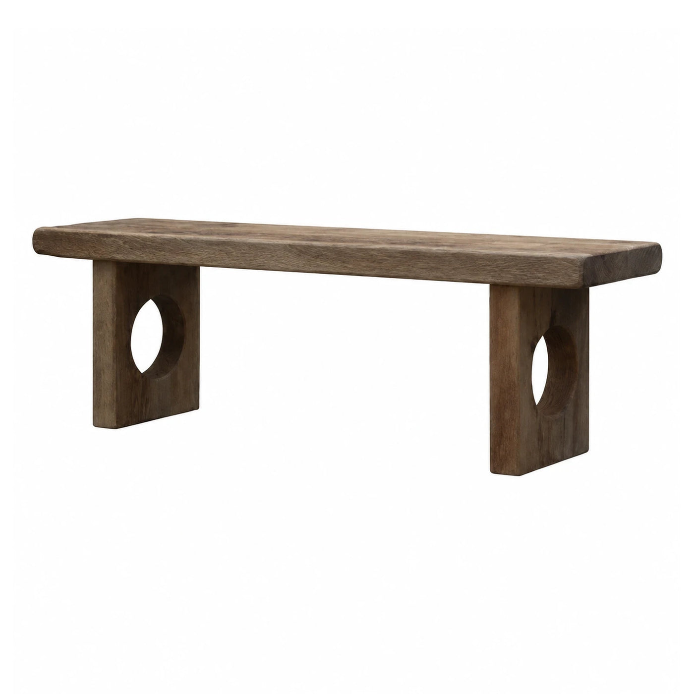 Solid Wood Bench with Circular Cutout Legs