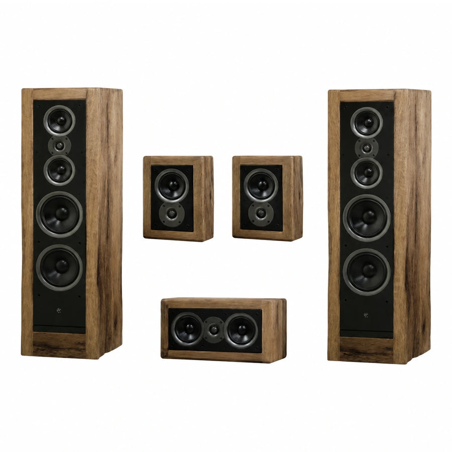 Wood Finish 5-Piece Home Theater Speaker System