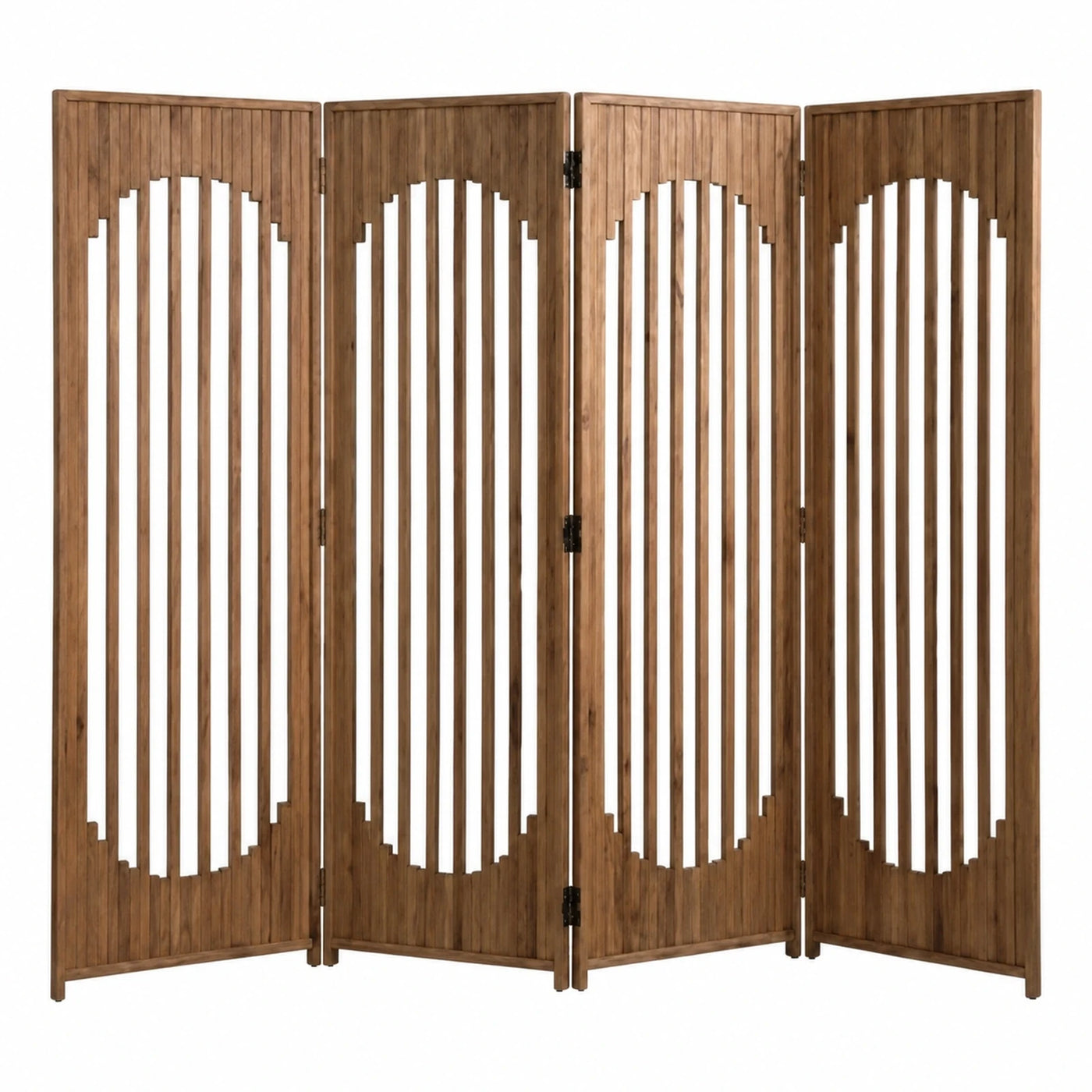 Wooden Four-Panel Folding Room Divider Screen