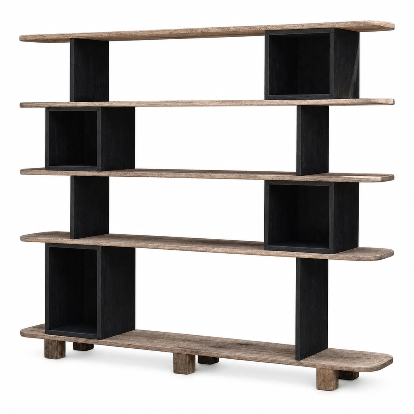Modern Two-Tone Wood Open Shelving Unit