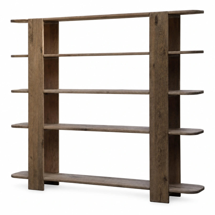 Rustic Wood Open Shelving Unit with Rounded Edges