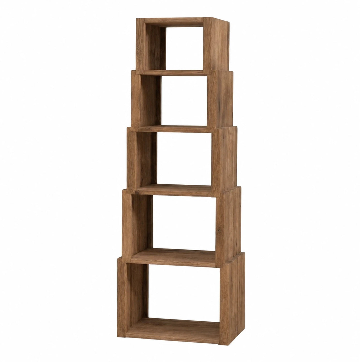 Wooden Staggered Open Bookcase Shelf