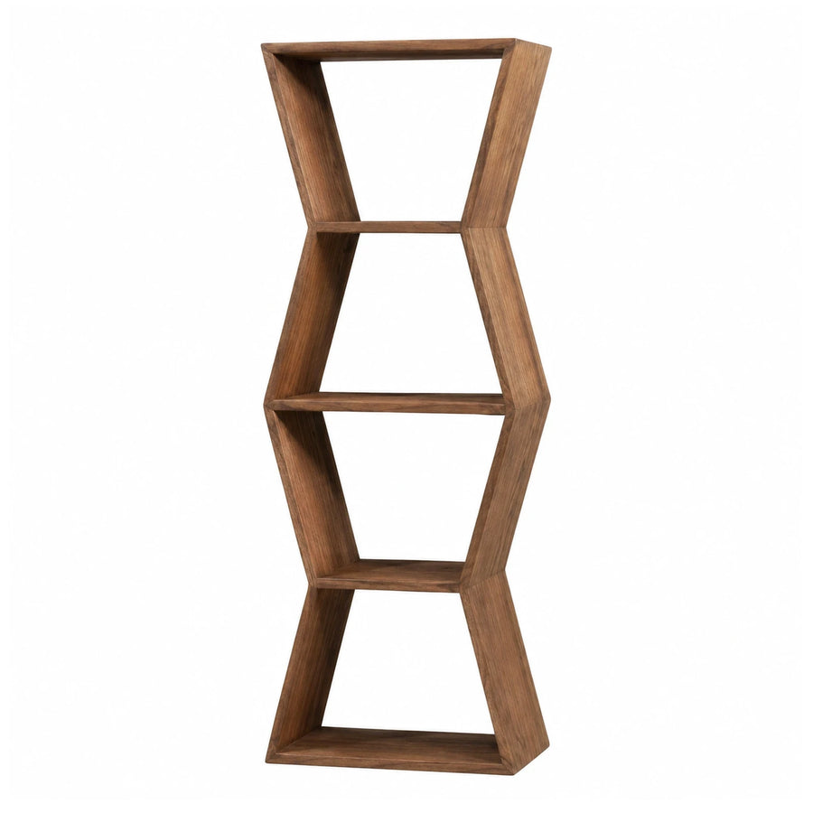 Zigzag Wooden Bookcase with Open Shelves
