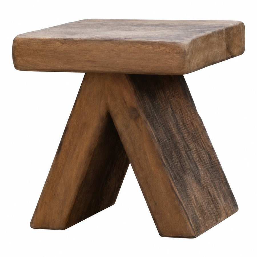 Solid Wood Square Stool with A-Frame Base