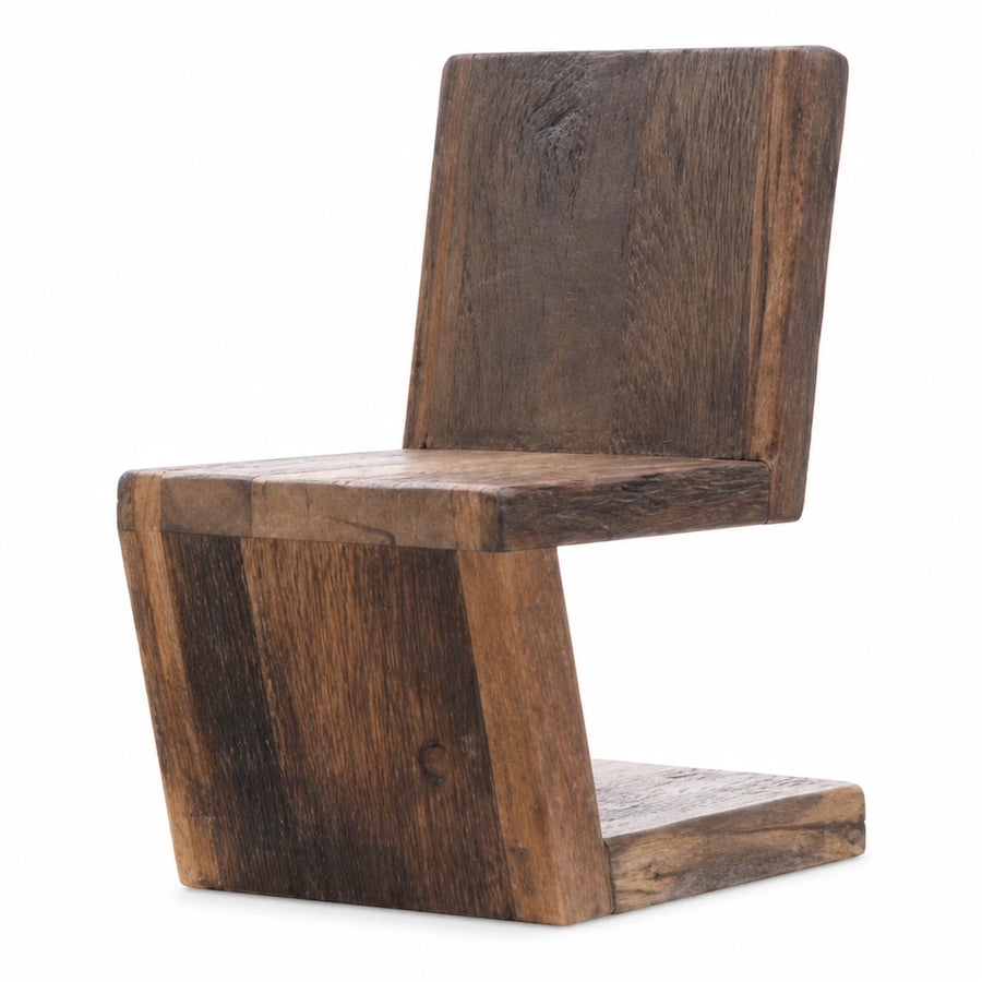 Rustic Solid Wood Zigzag Accent Chair