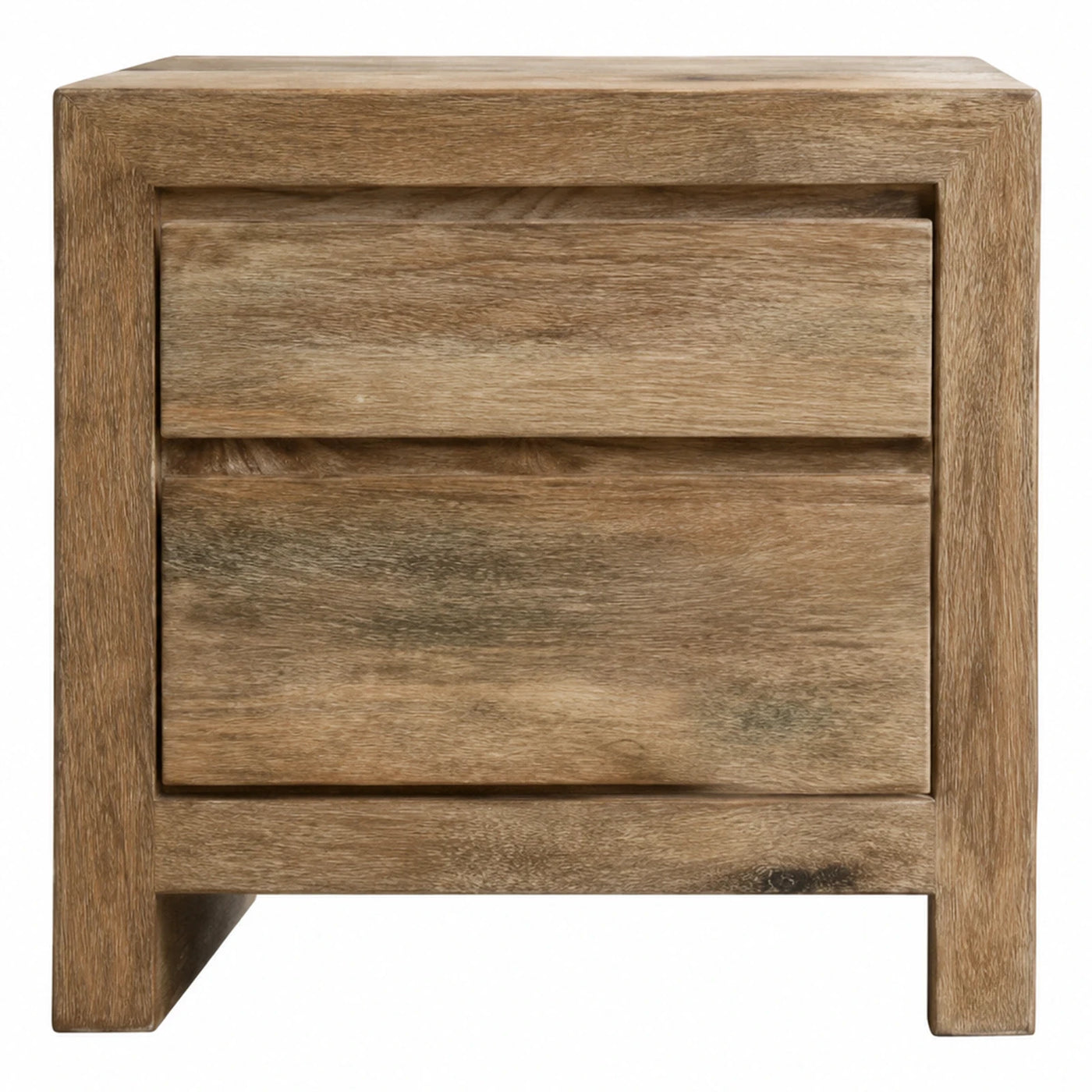 Solid Wood Two-Drawer Nightstand with Natural Finish