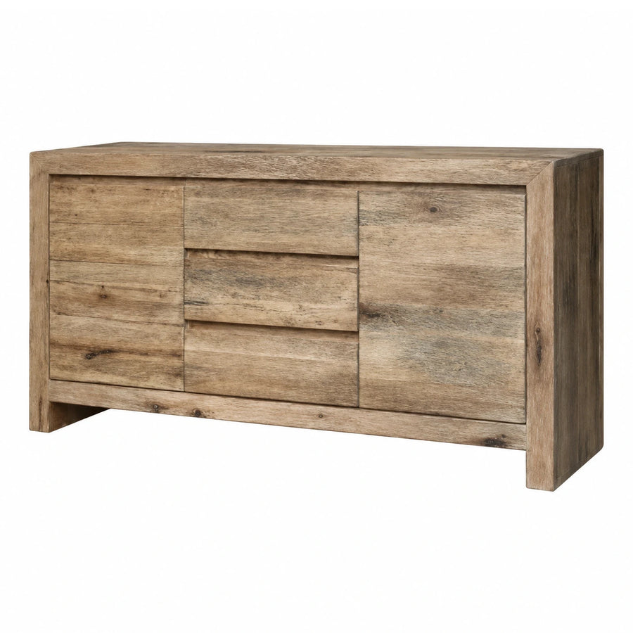 Rustic Wood Sideboard with Drawers and Cabinets