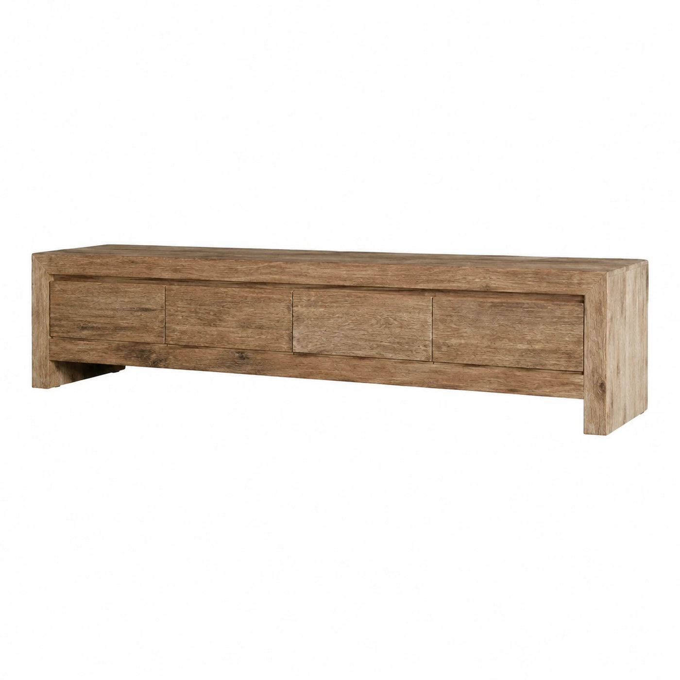 Rustic Wood Media Console with Four Drawers